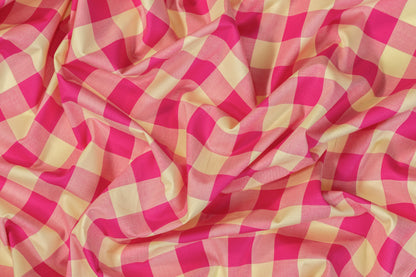 Plaid Cotton Shirting - Magenta and Yellow