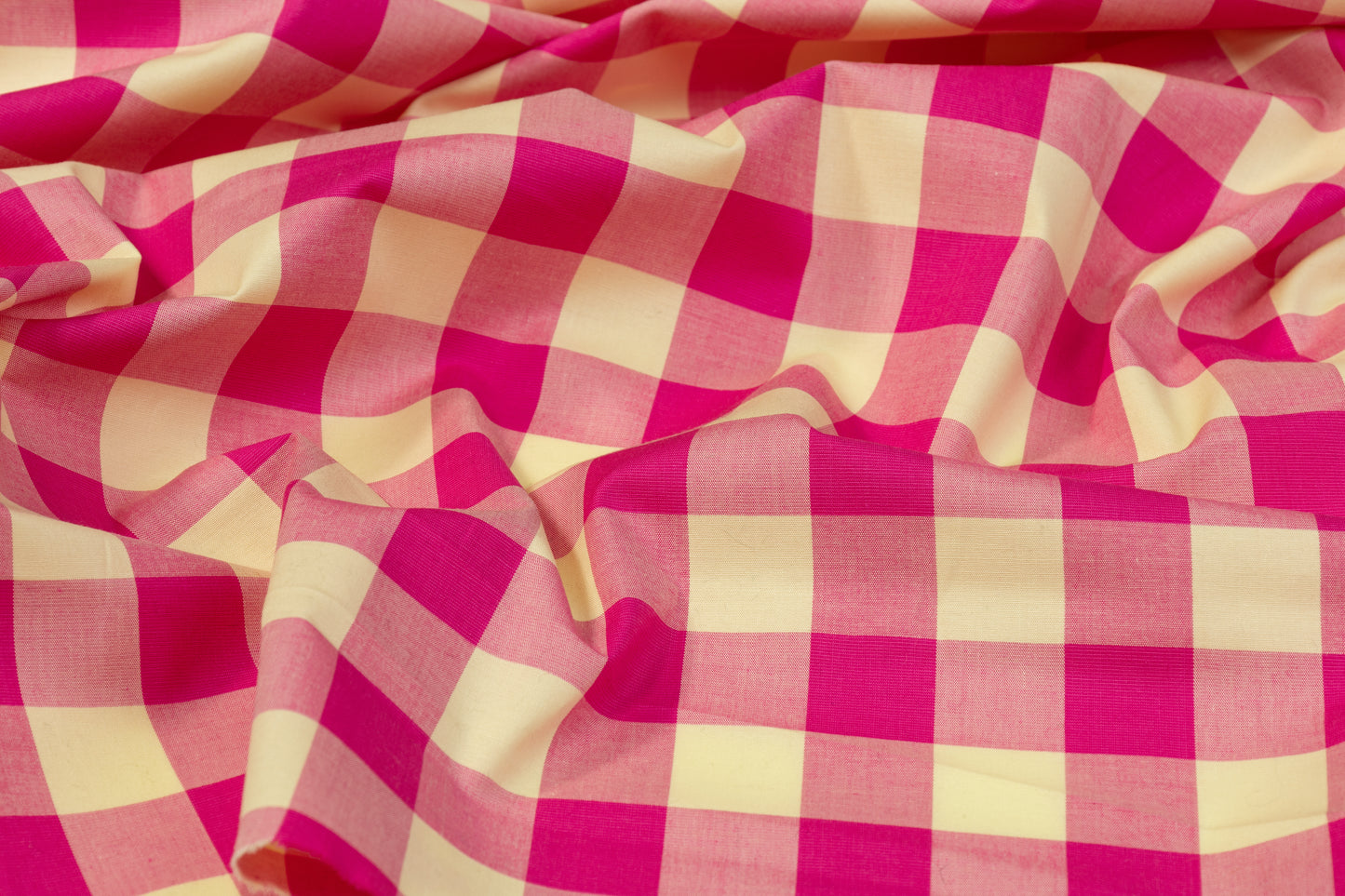 Plaid Cotton Shirting - Magenta and Yellow