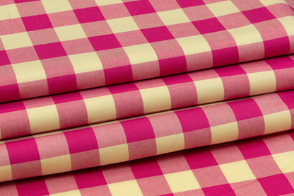 Plaid Cotton Shirting - Magenta and Yellow