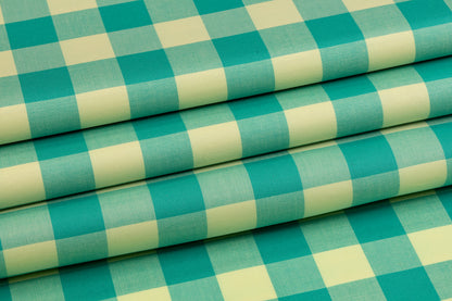 Plaid Cotton Shirting - Teal Green and Chartreuse