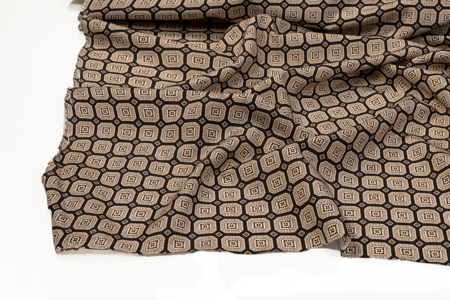 Italian Silk and Cotton Sateen - Taupe and Washed Black