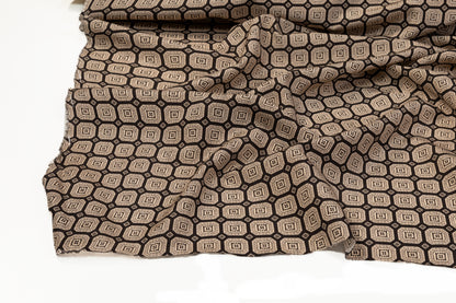 Italian Silk and Cotton Sateen - Taupe and Washed Black