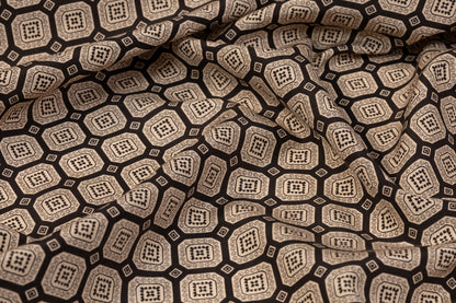 Italian Silk and Cotton Sateen - Taupe and Washed Black