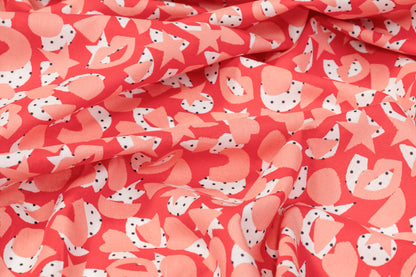 Heart Printed Italian Cotton - Red, Pink, White