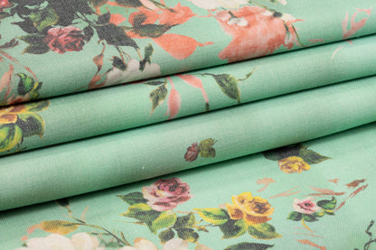 Tie-dye Floral Italian Wool Crepe - Mint Green / Multicolor