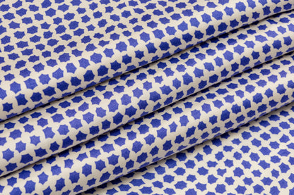 Geometric Italian Viscose Charmeuse - Blue and White