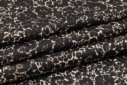 Floral Italian Cotton - Black and Off White