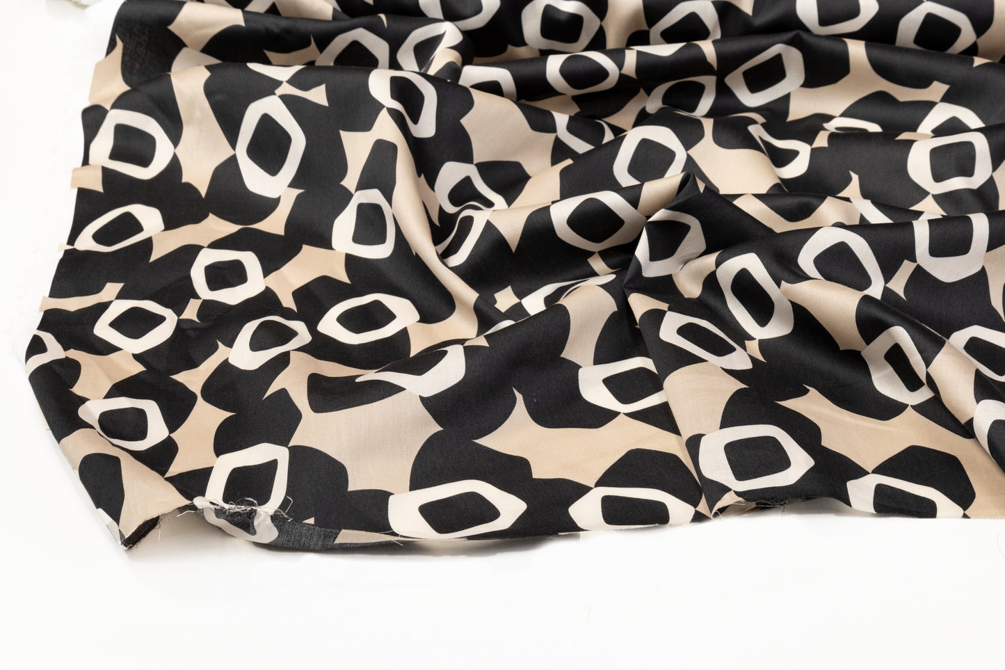 Abstract Italian Cotton Print - Taupe and Black