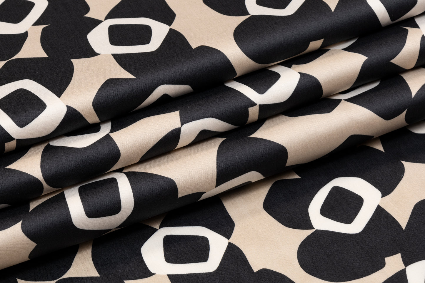 Abstract Italian Cotton Print - Taupe and Black