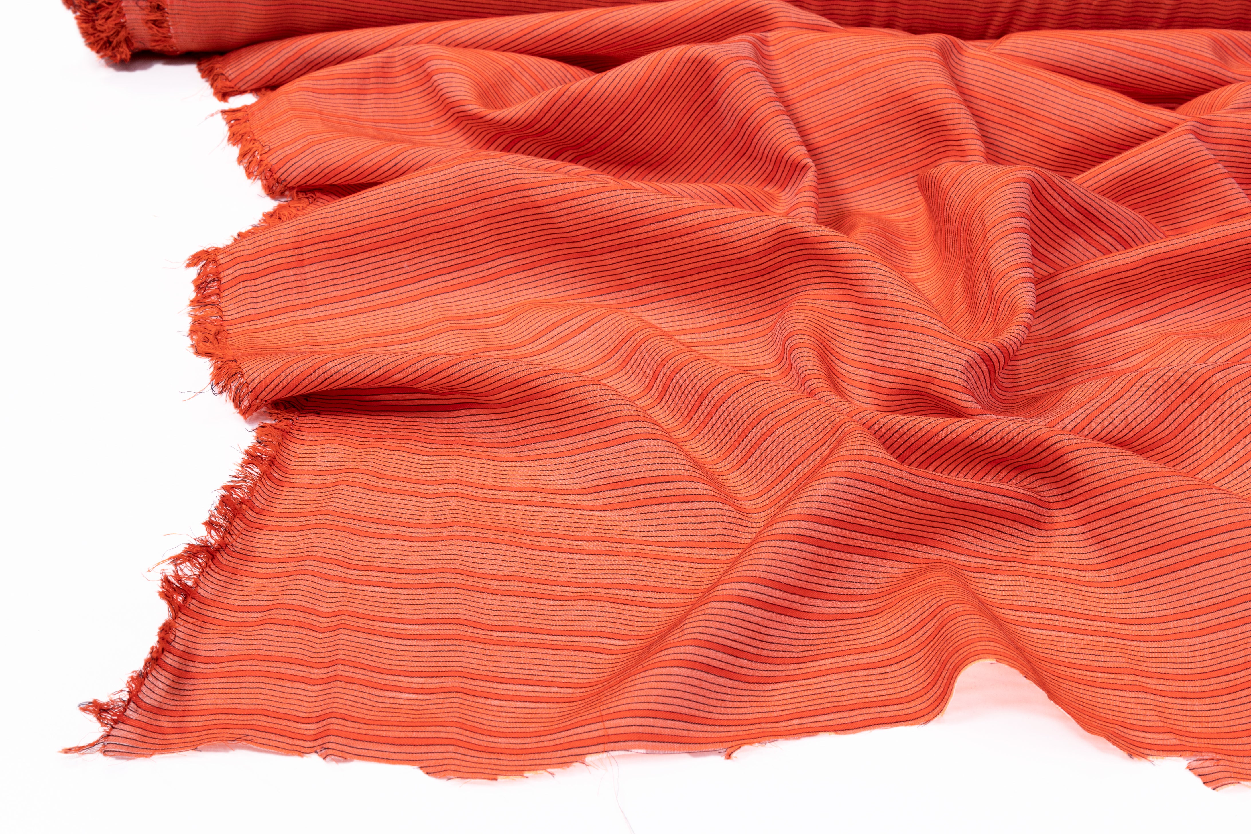 Pin Striped Cotton Voile - Orange