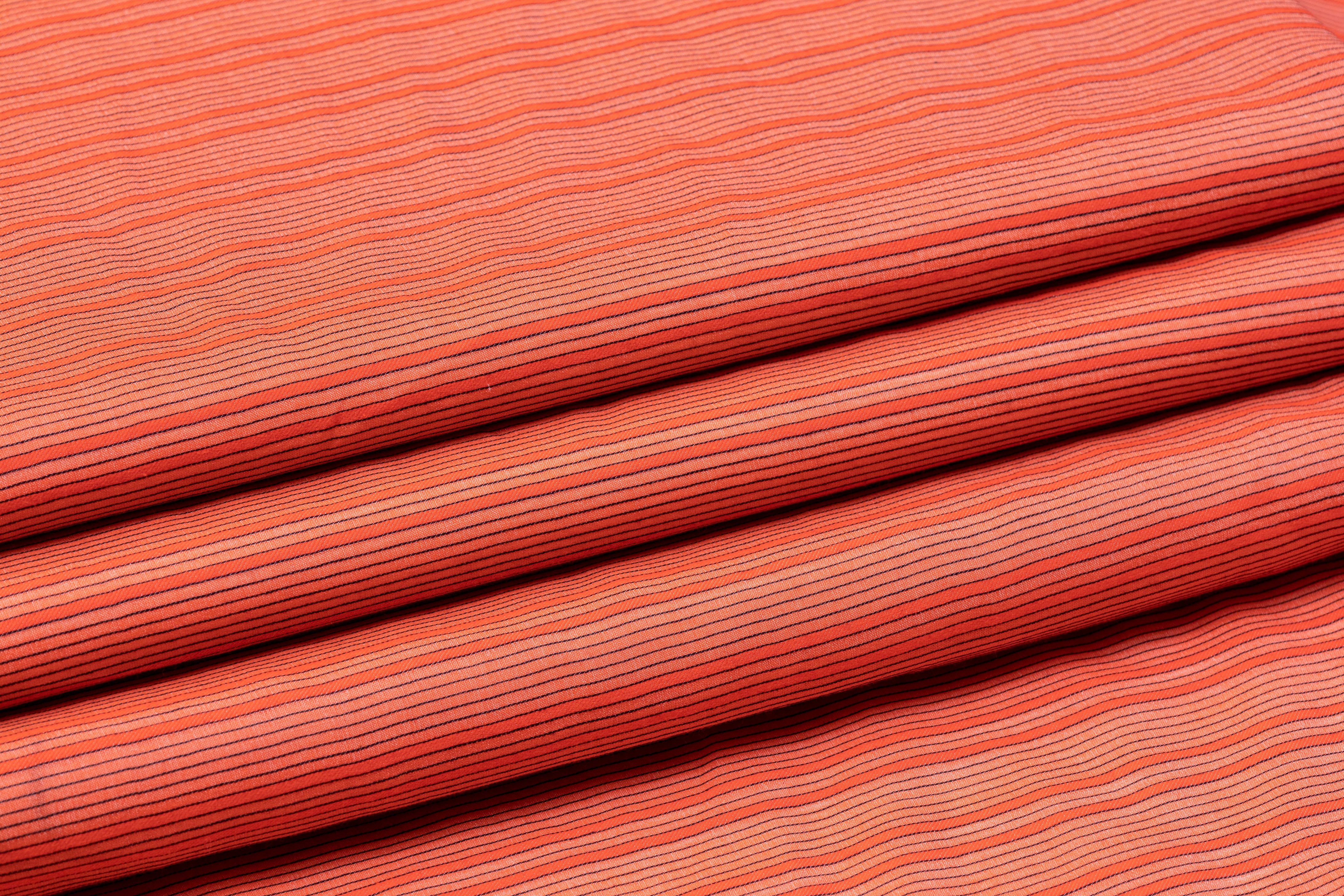 Pin Striped Cotton Voile - Orange