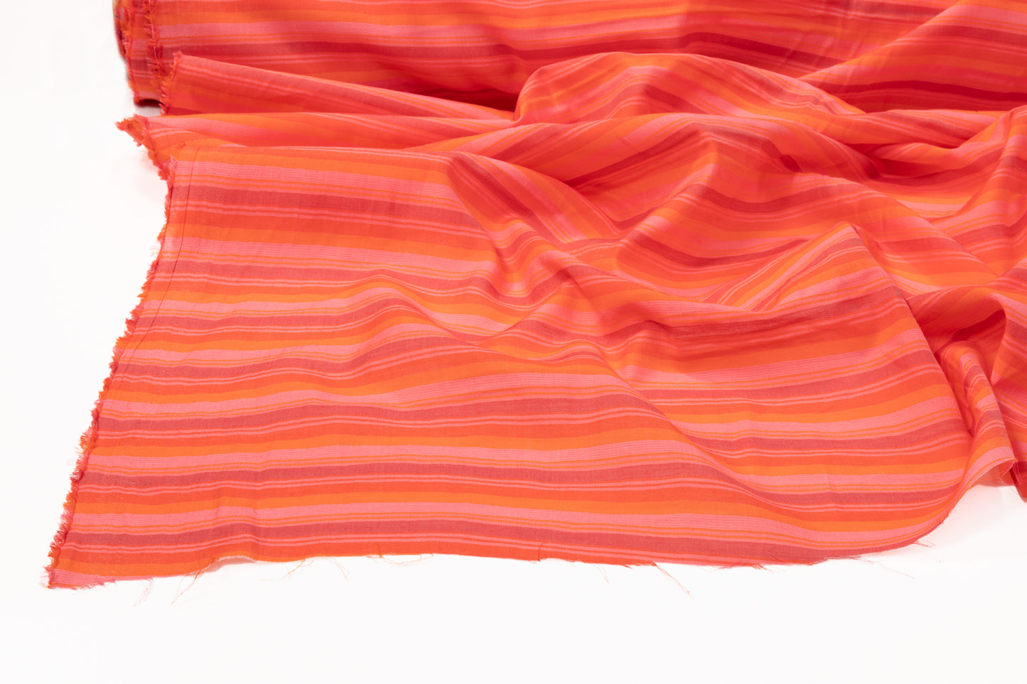 Striped Cotton Voile - Orange Pink