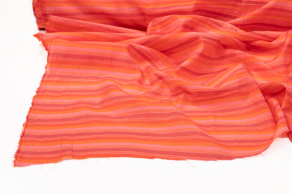 Striped Cotton Voile - Orange Pink