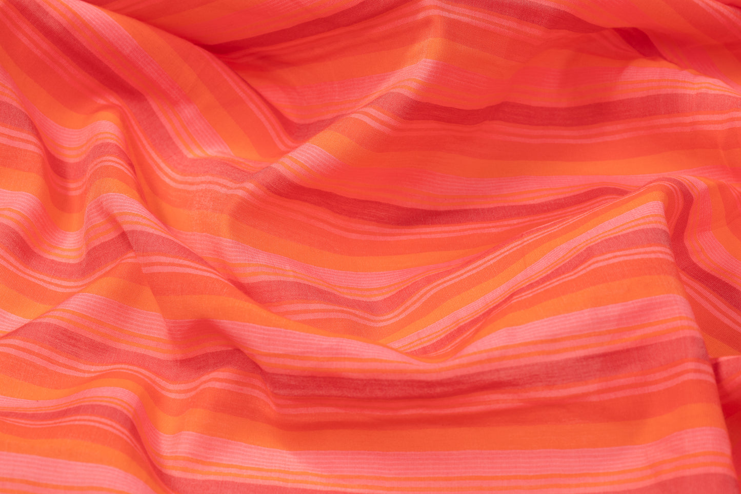 Striped Cotton Voile - Orange Pink