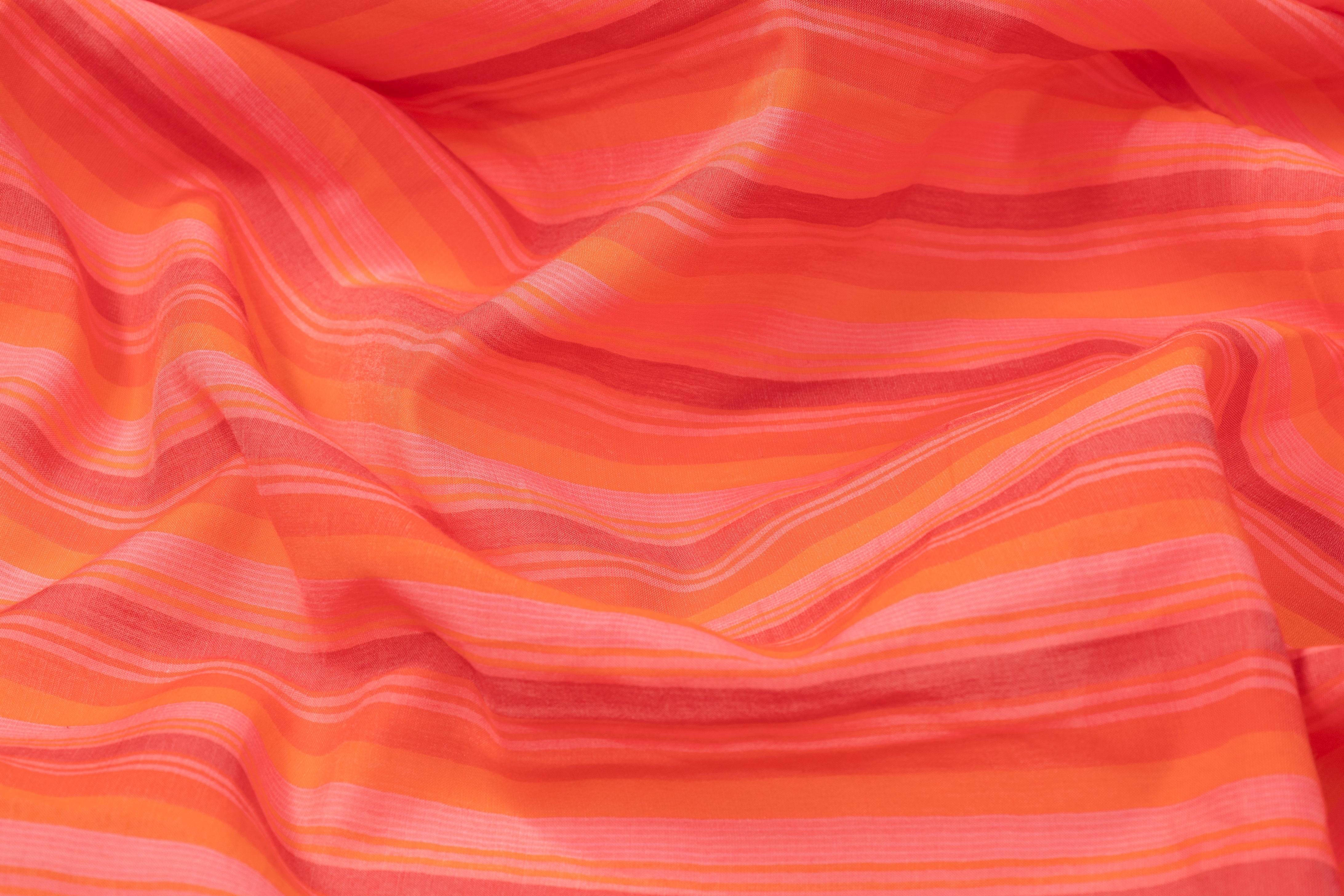 Striped Cotton Voile - Orange Pink