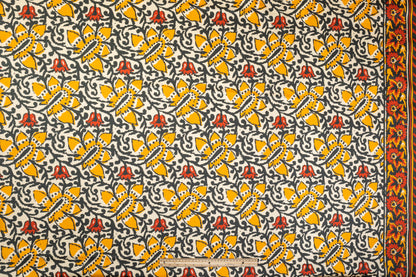 Floral Border Print Cotton Sateen - Multicolor
