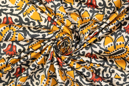 Floral Border Print Cotton Sateen - Multicolor