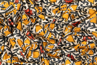Floral Border Print Cotton Sateen - Multicolor