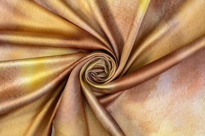 Tie-Dye Printed Polyester Satin - Shades of Gold