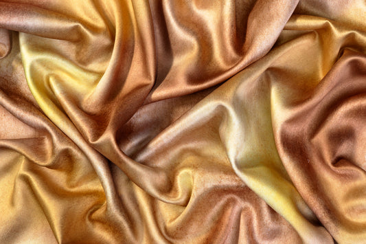 Tie-Dye Printed Polyester Satin - Shades of Gold