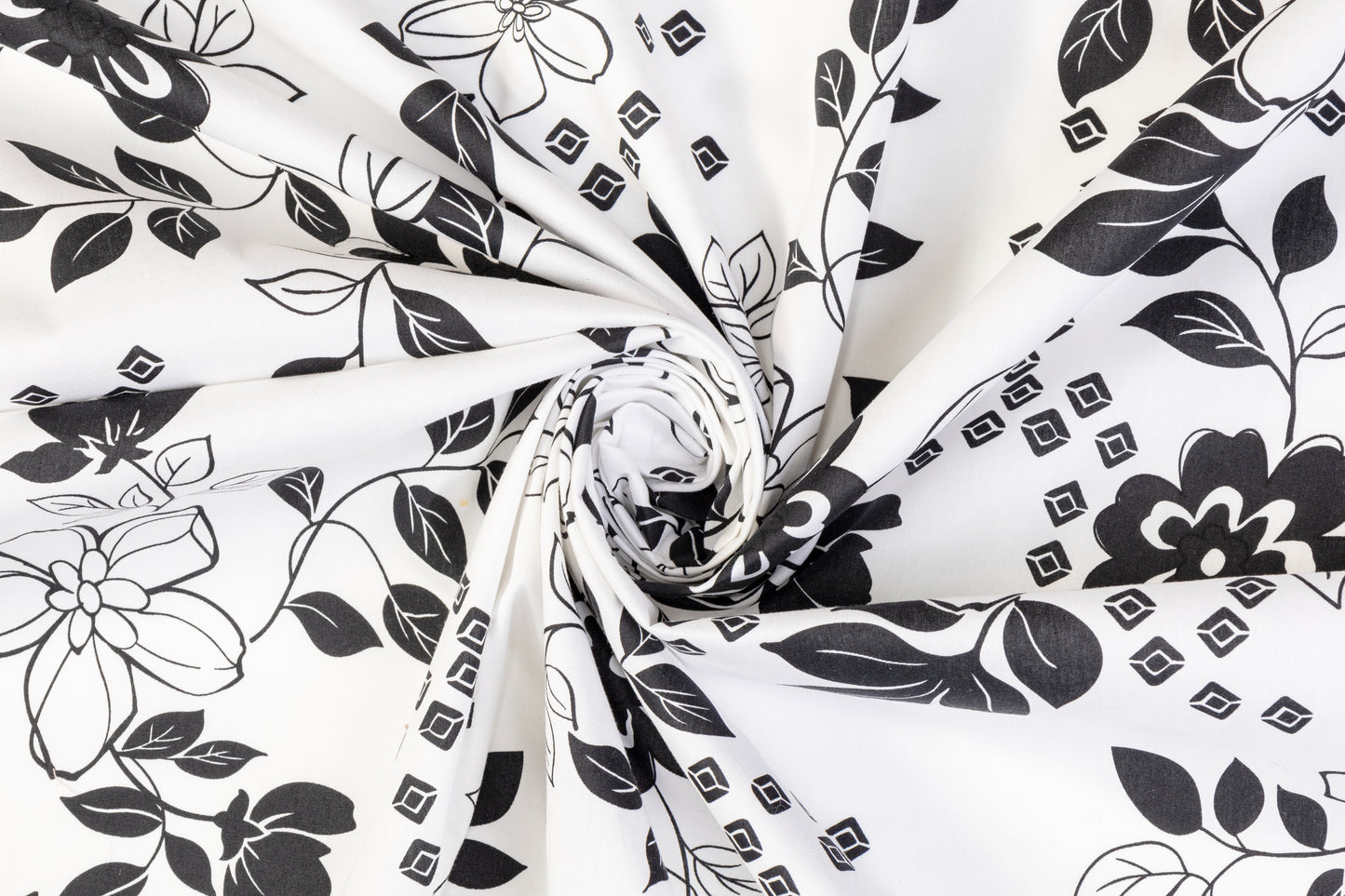Floral Cotton - Black and White