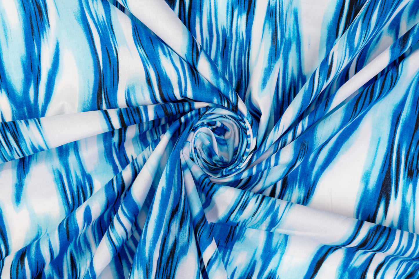 Abstract Cotton Print - Blue and White