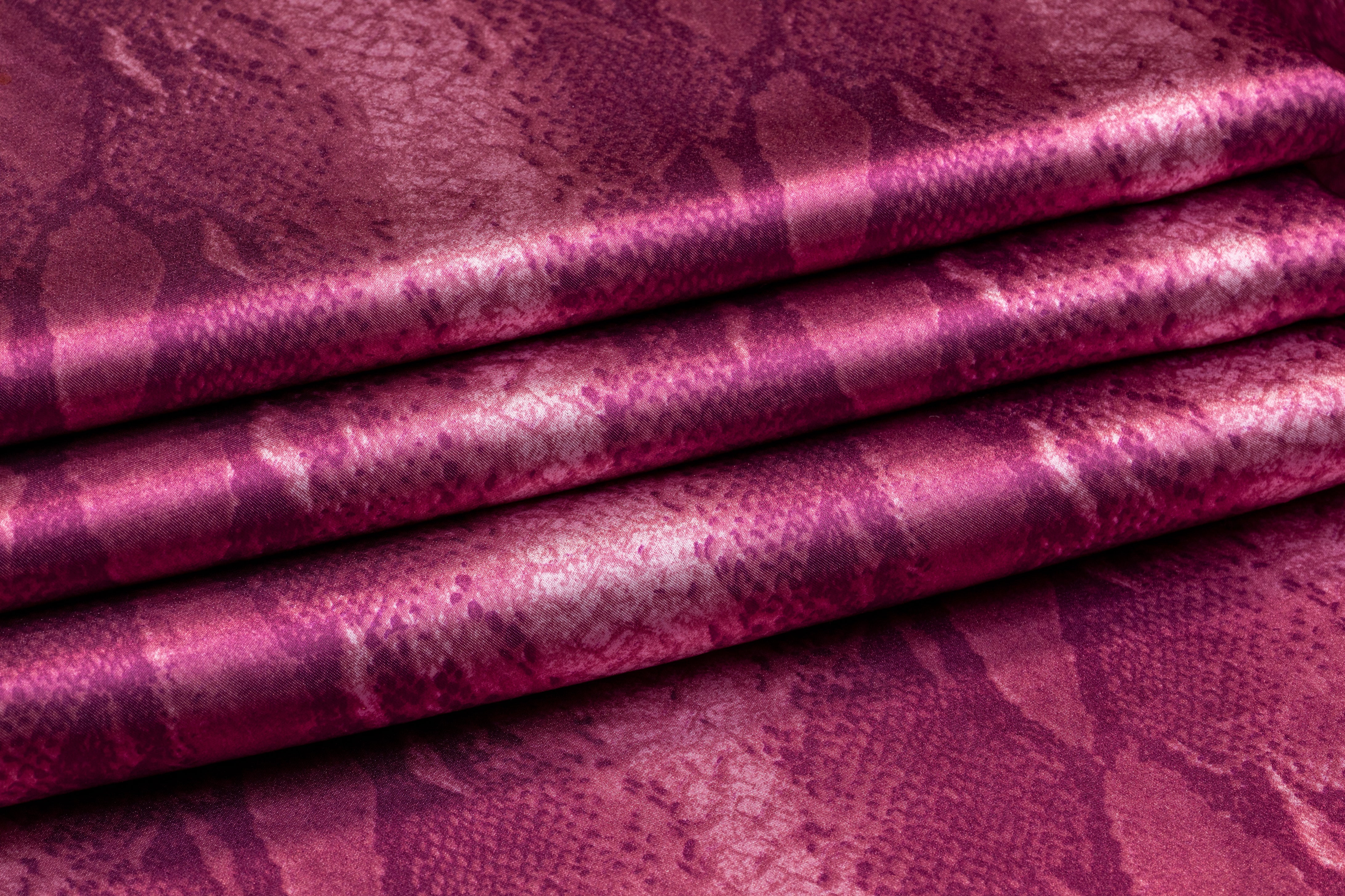 Snake Skin Polyester Charmeuse - Magenta