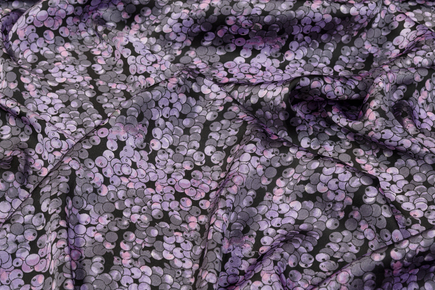 Purple, Gray, and Black Polyester Charmeuse