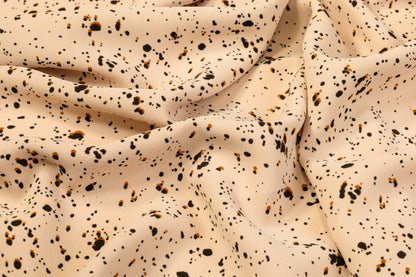 Splatter Print Polyester Crepe - Beige, Black