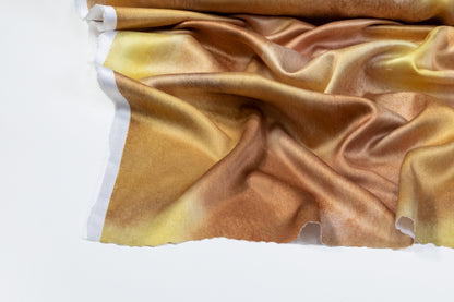 Tie-Dye Printed Polyester Satin - Shades of Gold