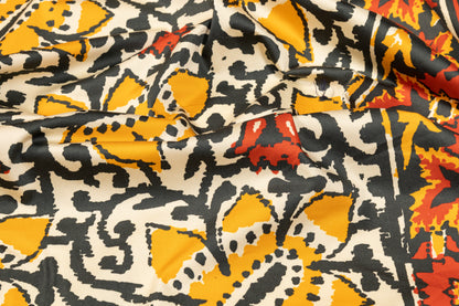 Floral Border Print Cotton Sateen - Multicolor