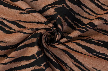 Tiger Print Heavy Denim - Black and Peach