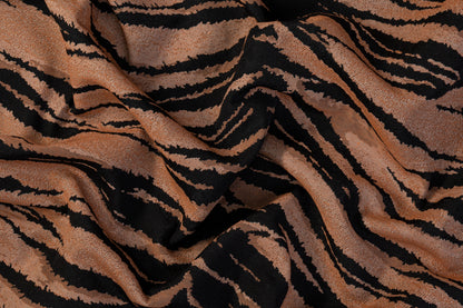 Tiger Print Heavy Denim - Black and Peach
