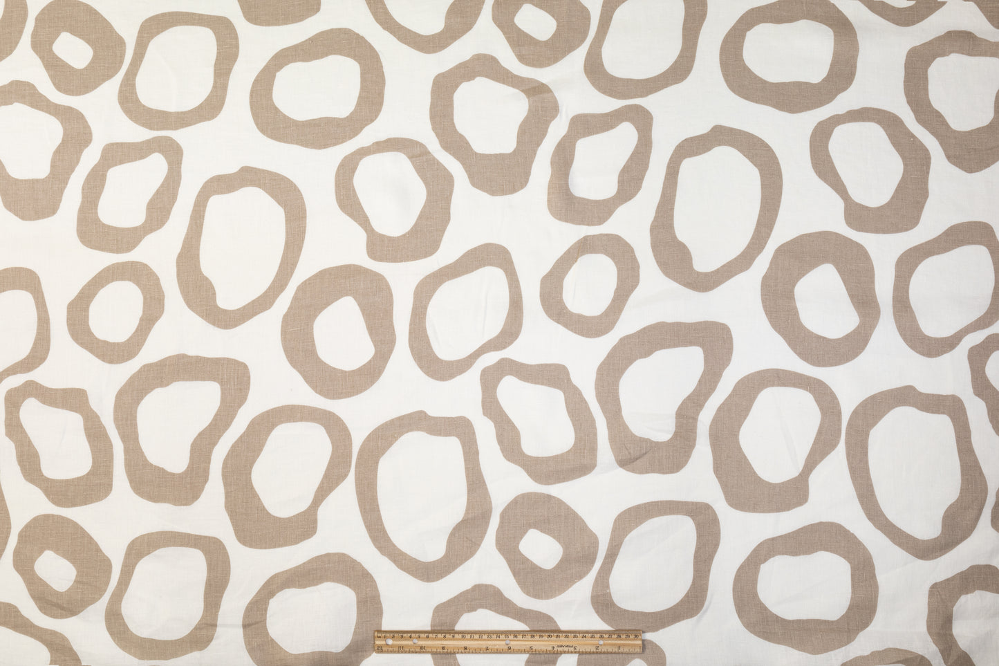 Abstract Italian Linen - White and Taupe