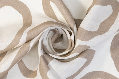 Abstract Italian Linen - White and Taupe