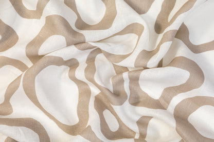 Abstract Italian Linen - White and Taupe