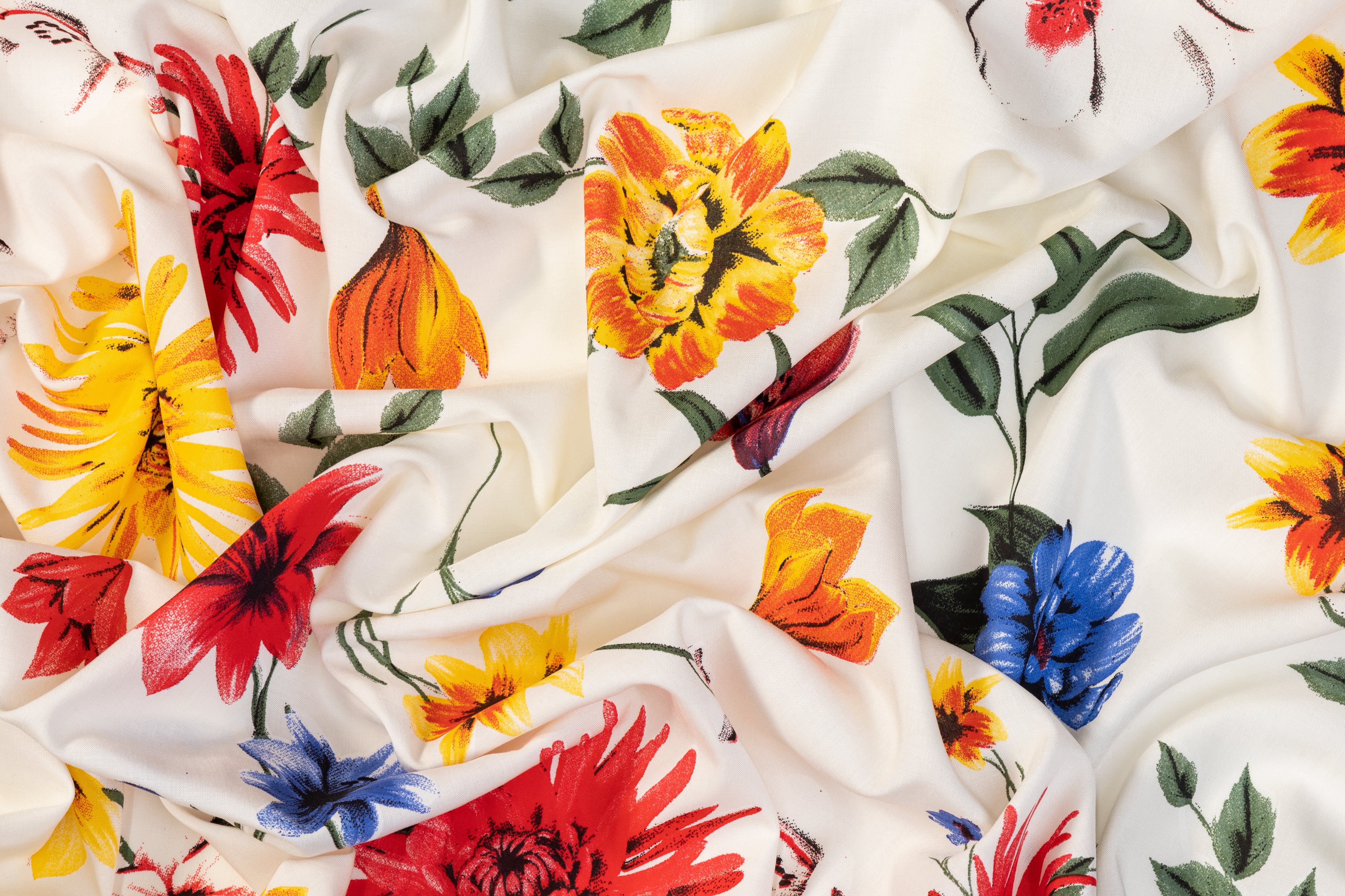 Floral Italian Viscose Cotton Blend - Multicolor