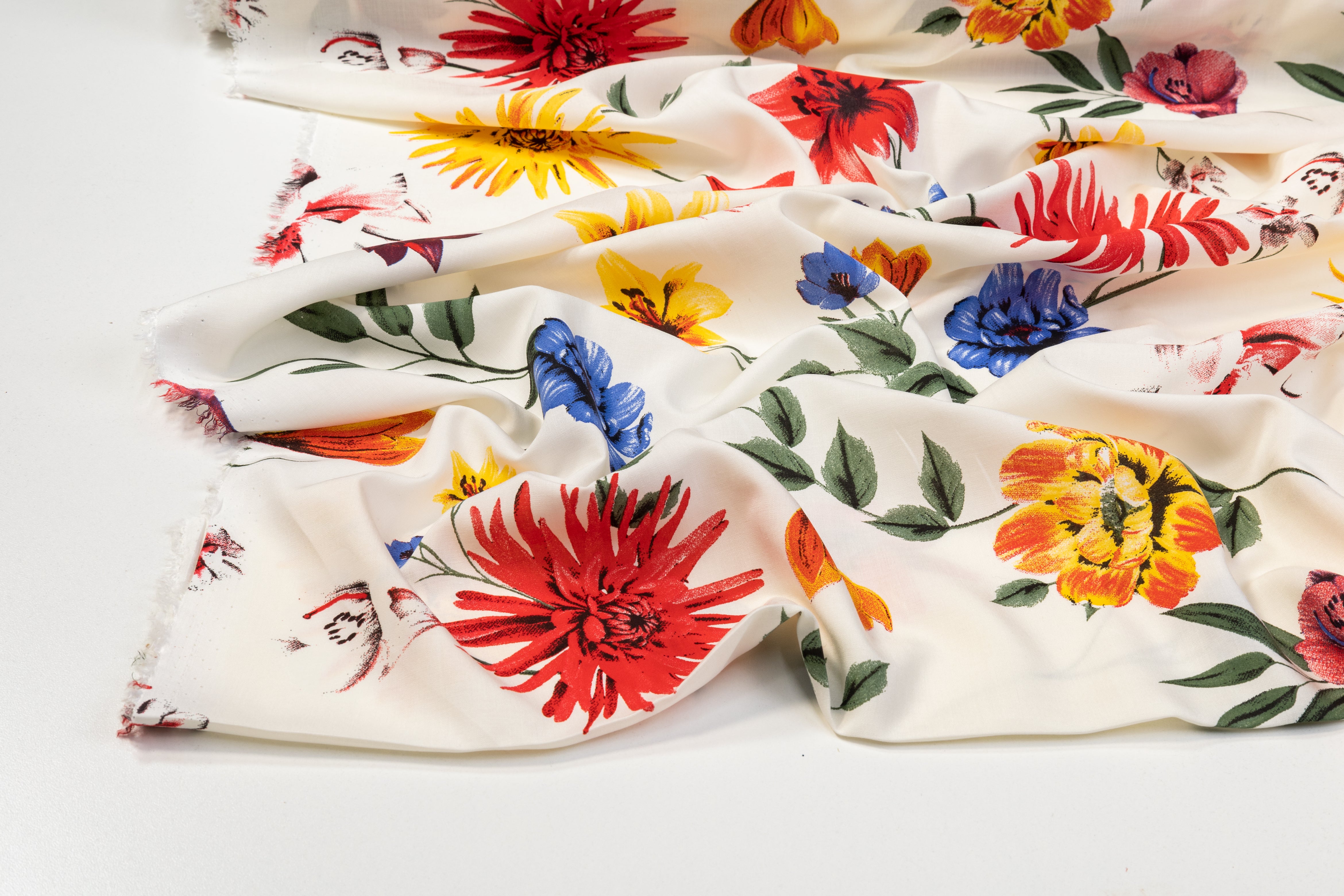 Floral Italian Viscose Cotton Blend - Multicolor