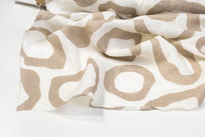 Abstract Italian Linen - White and Taupe