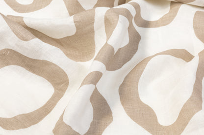 Abstract Italian Linen - White and Taupe