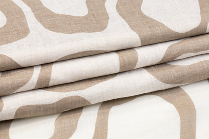 Abstract Italian Linen - White and Taupe