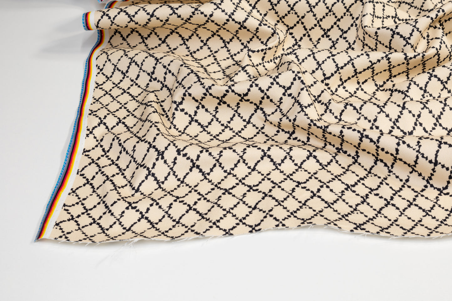 Italian Cotton Twill - Beige and Black