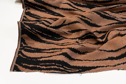 Tiger Print Heavy Denim - Black and Peach