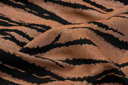 Tiger Print Heavy Denim - Black and Peach