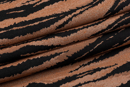 Tiger Print Heavy Denim - Black and Peach