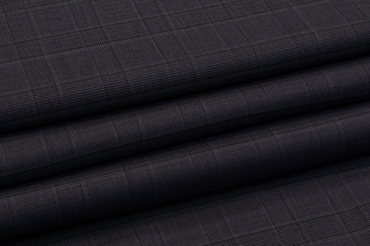 Glen Check Italian Wool Suiting - Dark Navy