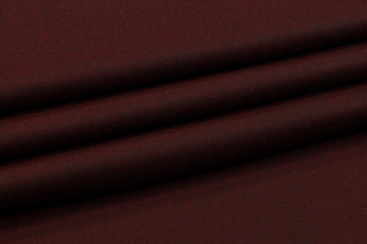 Two Tone Italian Wool Suiting - Burgundy / Black