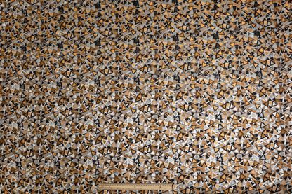 Geometric Metallic Italian Brocade - Orange, Black, Gray