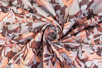 Abstract Italian Brocade - Coral Pink, Gray