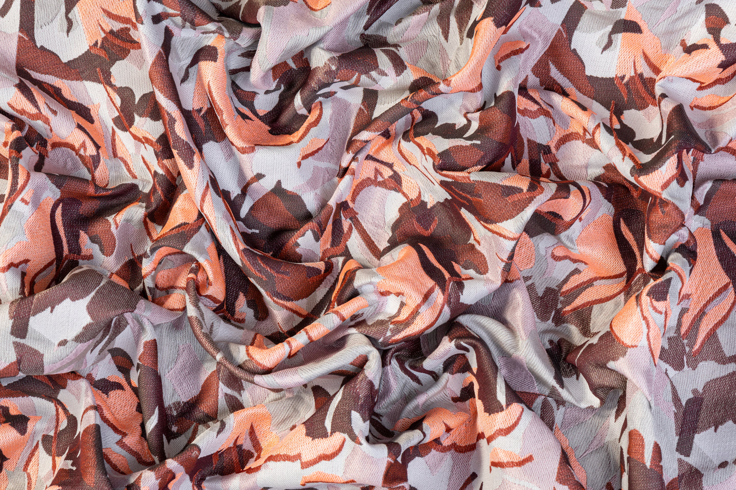 Abstract Italian Brocade - Coral Pink, Gray